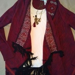 Maurice's Dark Red Cardigan Small
